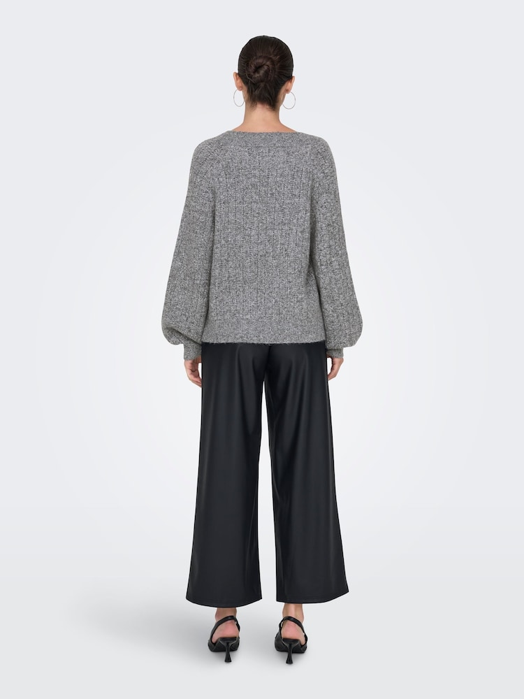 JDY Grey Long Sleeve Sparkle Knitted Jumper - Image 2 of 6
