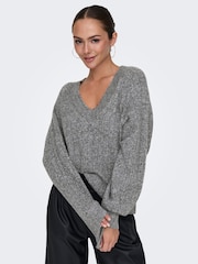 JDY Grey Long Sleeve Sparkle Knitted Jumper - Image 4 of 6