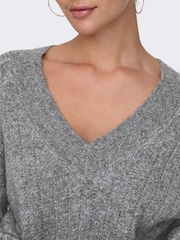 JDY Grey Long Sleeve Sparkle Knitted Jumper - Image 5 of 6