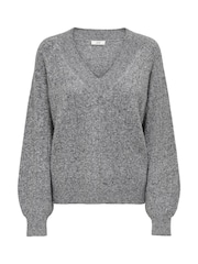 JDY Grey Long Sleeve Sparkle Knitted Jumper - Image 6 of 6