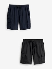 Black/Navy Blue Utility Swim Shorts 2 Pack - Image 1 of 19