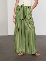 Grün gestreift - Hose mit Taillenband und weitem Bein - Bild 3 von 8