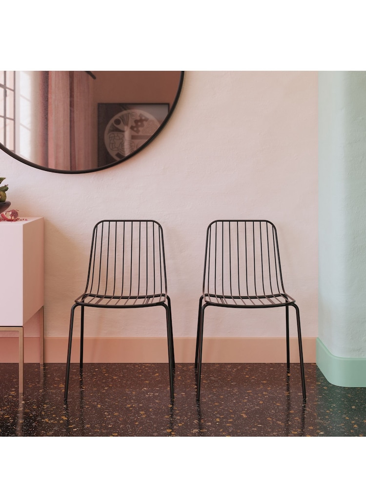 Dorel Home Black Caden Wire Dining Chair Set of 2 - Image 1 of 6