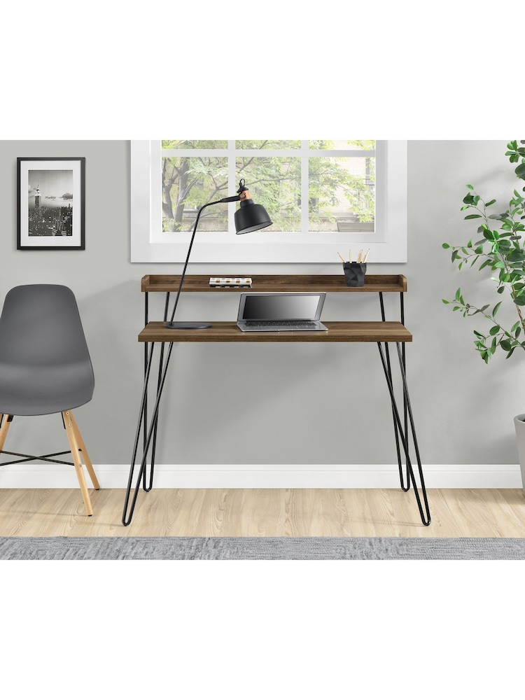 Dorel Home Walnut Haven Retro Office Desk with Riser - Image 1 of 6