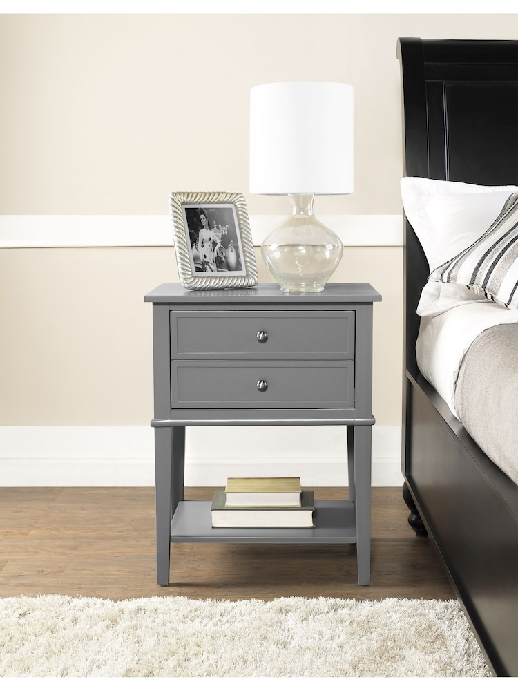 Dorel Home Grey Franklin Accent Table with 2 Drawers - Image 2 of 6