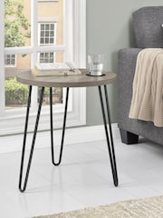 Dorel Home Grey Oak Owen Retro Round Side Table - Image 2 of 6