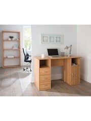 Alphason Beech Maryland Office Desk with Storage - Image 1 of 5