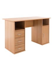 Alphason Beech Maryland Office Desk with Storage - Image 2 of 5