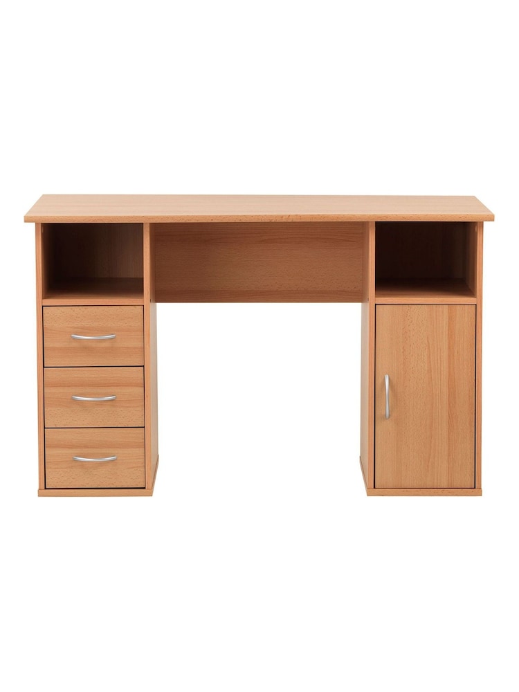 Alphason Beech Maryland Office Desk with Storage - Image 3 of 5