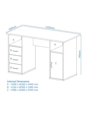 Alphason Beech Maryland Office Desk with Storage - Image 5 of 5