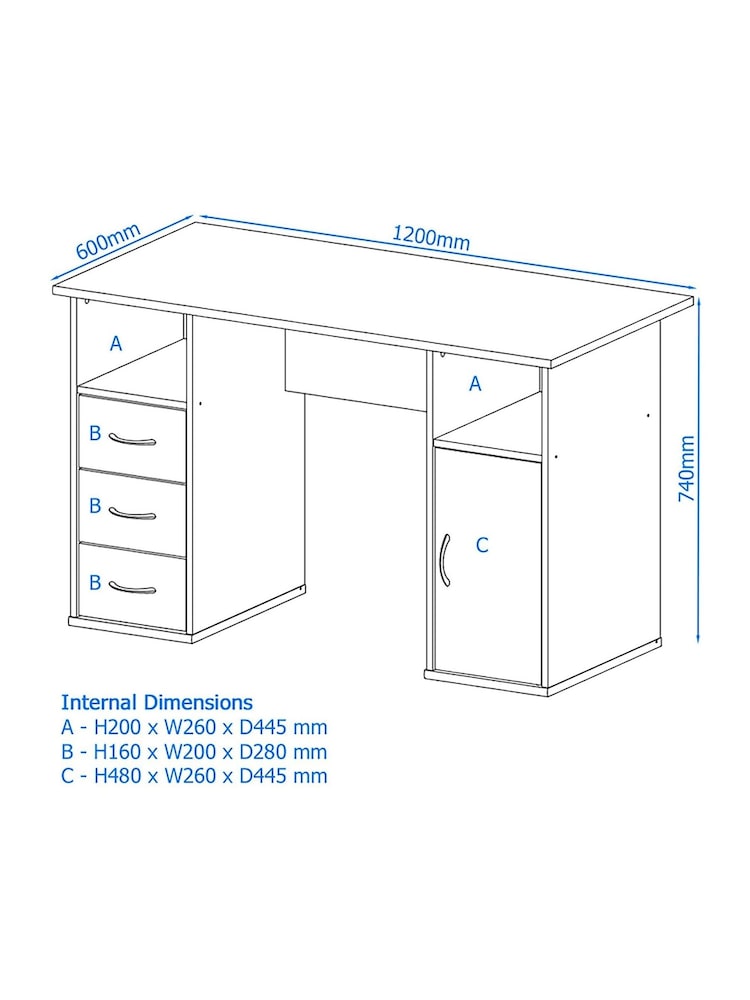 Alphason Beech Maryland Office Desk with Storage - Image 5 of 5