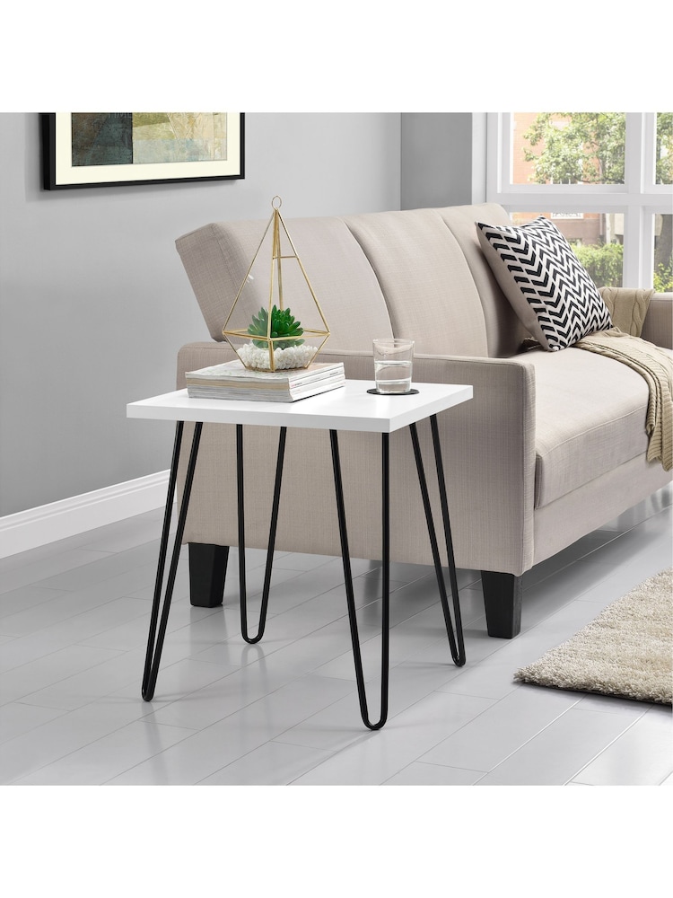 Dorel Home White Owen Retro Side Table - Image 1 of 6 Dorel Home White Owen Retro Side Table - Image 1 of 6