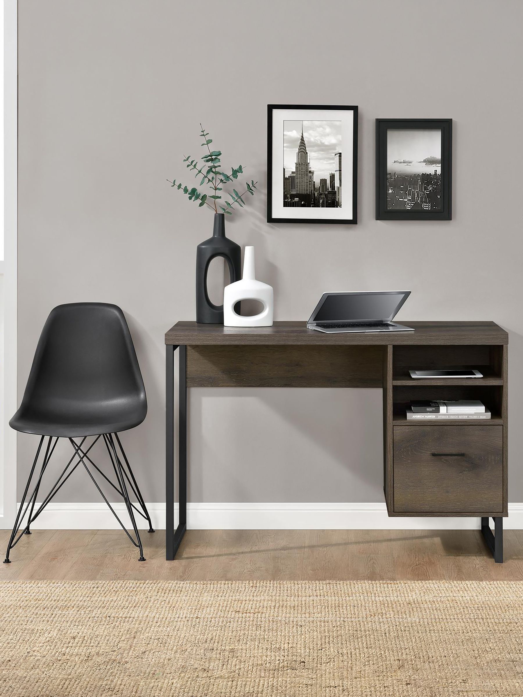 Dorel Camdon Desk - 2 Shelf - Brown - Metal - Image 3