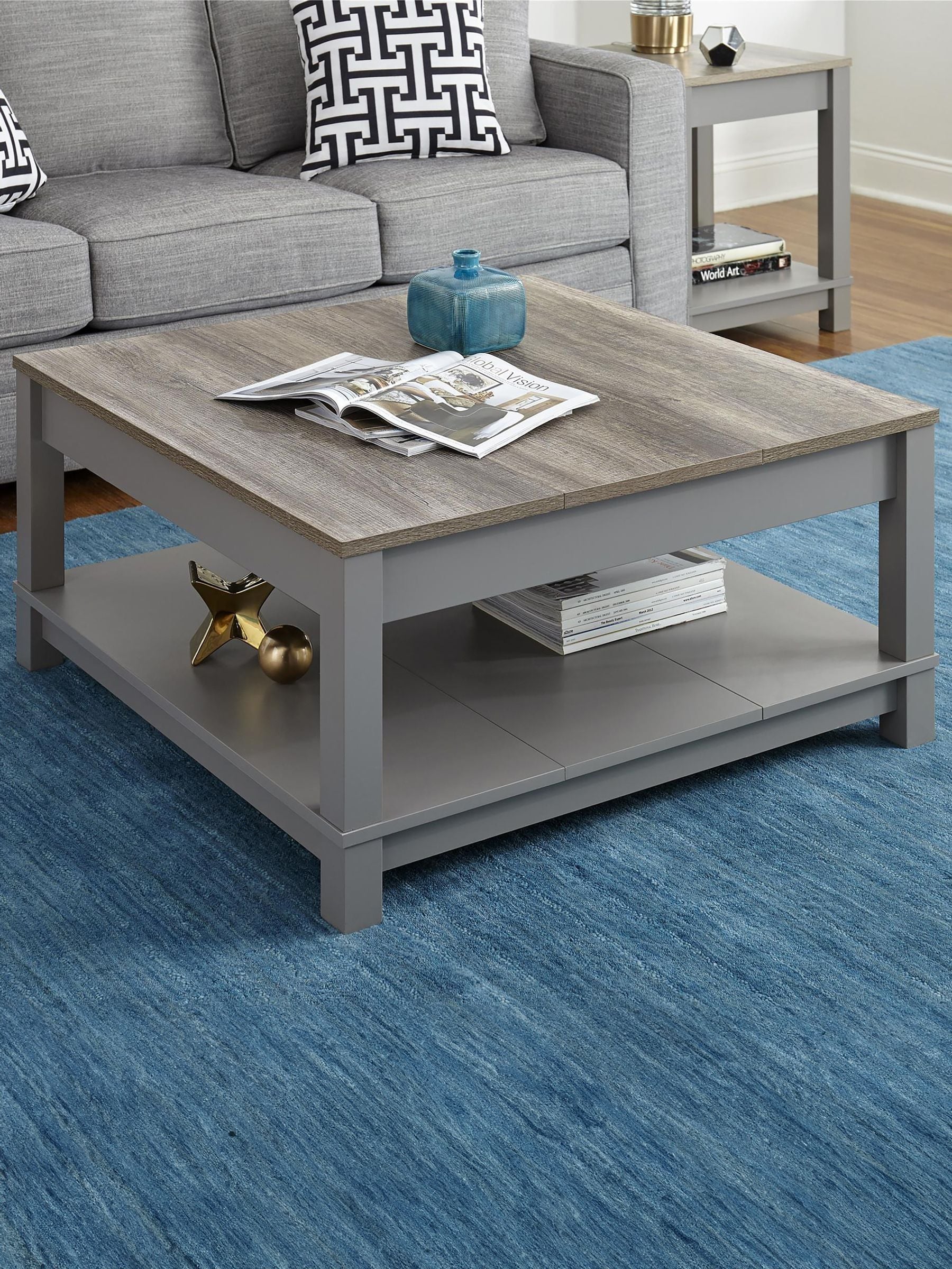 Dorel Home Unisex Grey Carver Coffee Table - Image 1