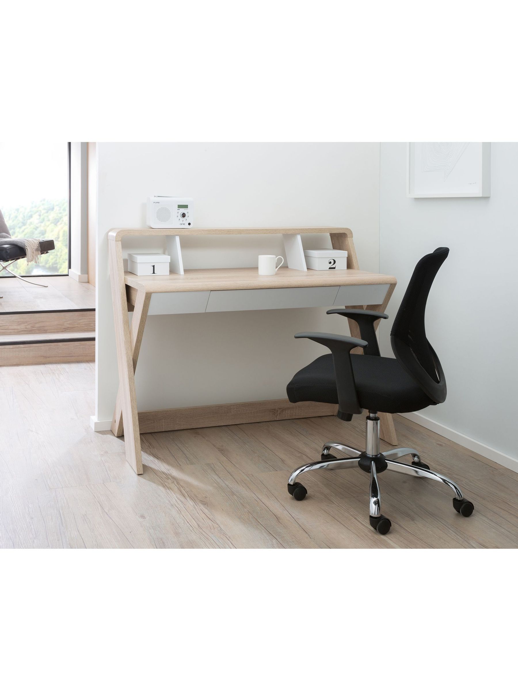 Alphason Light Oak Aspen Office Desk Laura Ashley