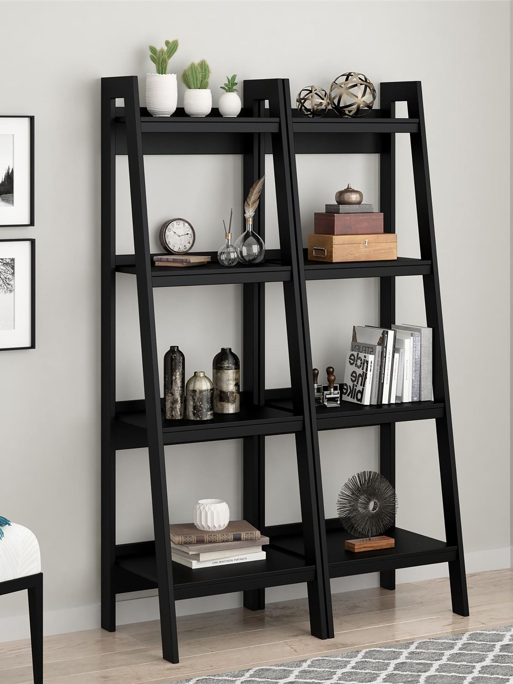 Dorel Home Unisex Black Lawrence 4 Shelf Ladder Bookcase - Image 1