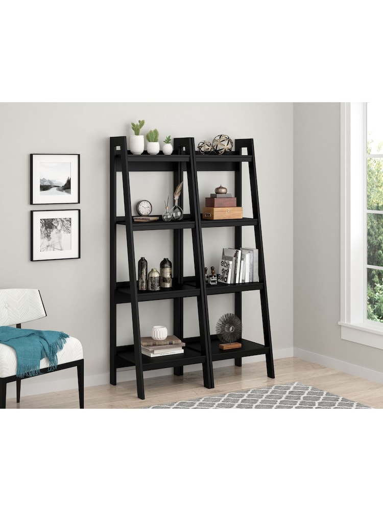Dorel Home Black Lawrence 4 shelf Ladder Bookcase - Image 1 of 6