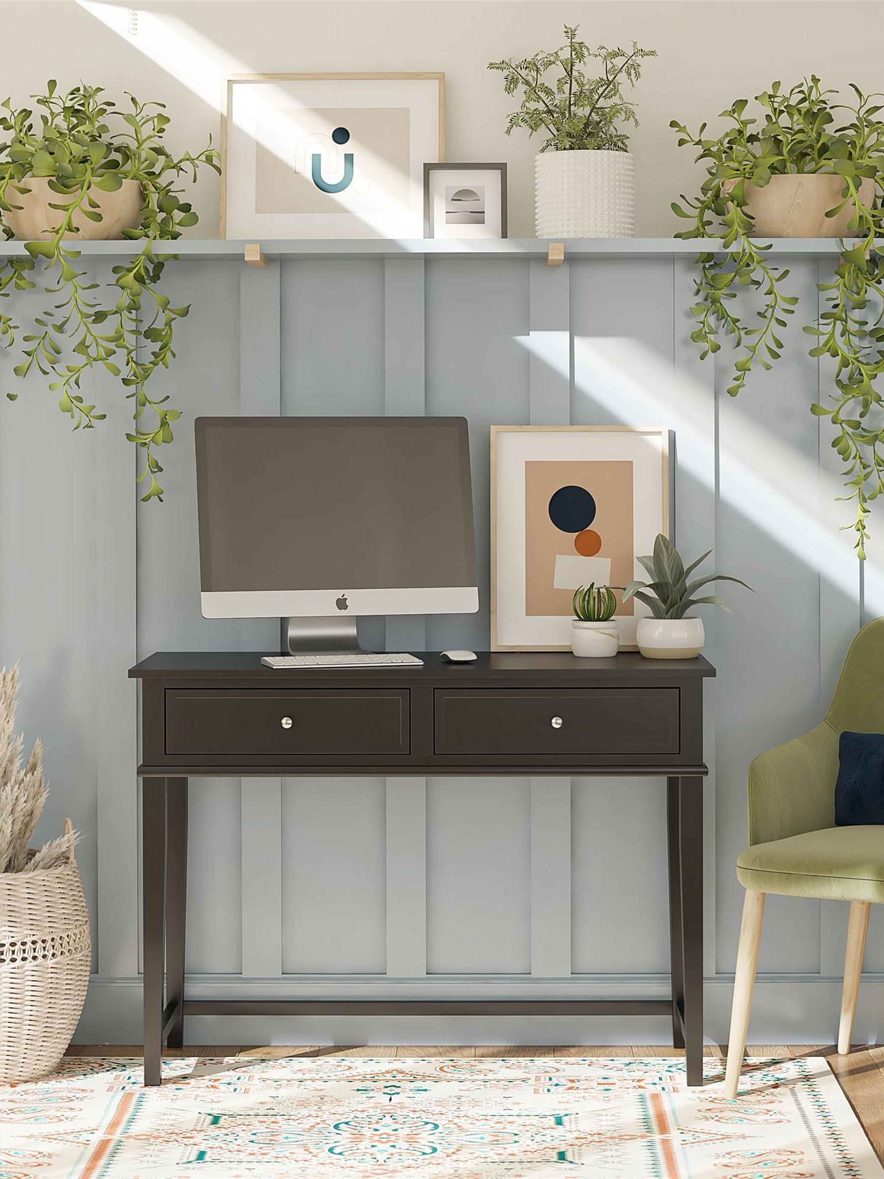 Dorel Franklin Writing Desk - Black - 2 Drawer - Image 4