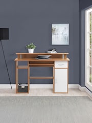 Alphason Beech White Office Desk with Storage - Image 1 of 7