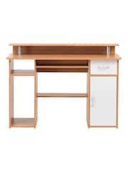 Alphason Beech White Office Desk with Storage - Image 5 of 7