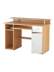 Alphason Beech White Office Desk with Storage - Image 6 of 7