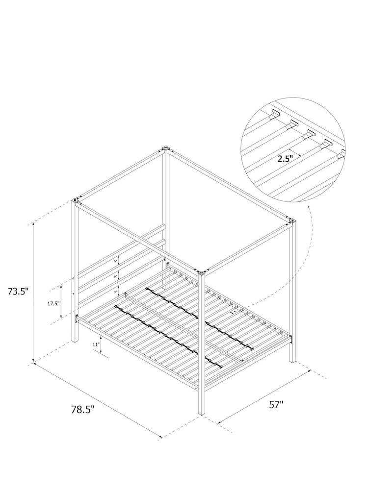 Dorel Home White Modern Metal Canopy Bed - Image 14 of 14