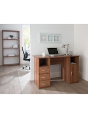 Alphason Walnut Maryland Office Desk with Storage - Image 1 of 3