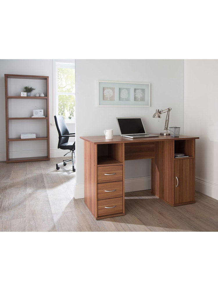 Alphason Walnut Maryland Office Desk with Storage - Image 1 of 3
