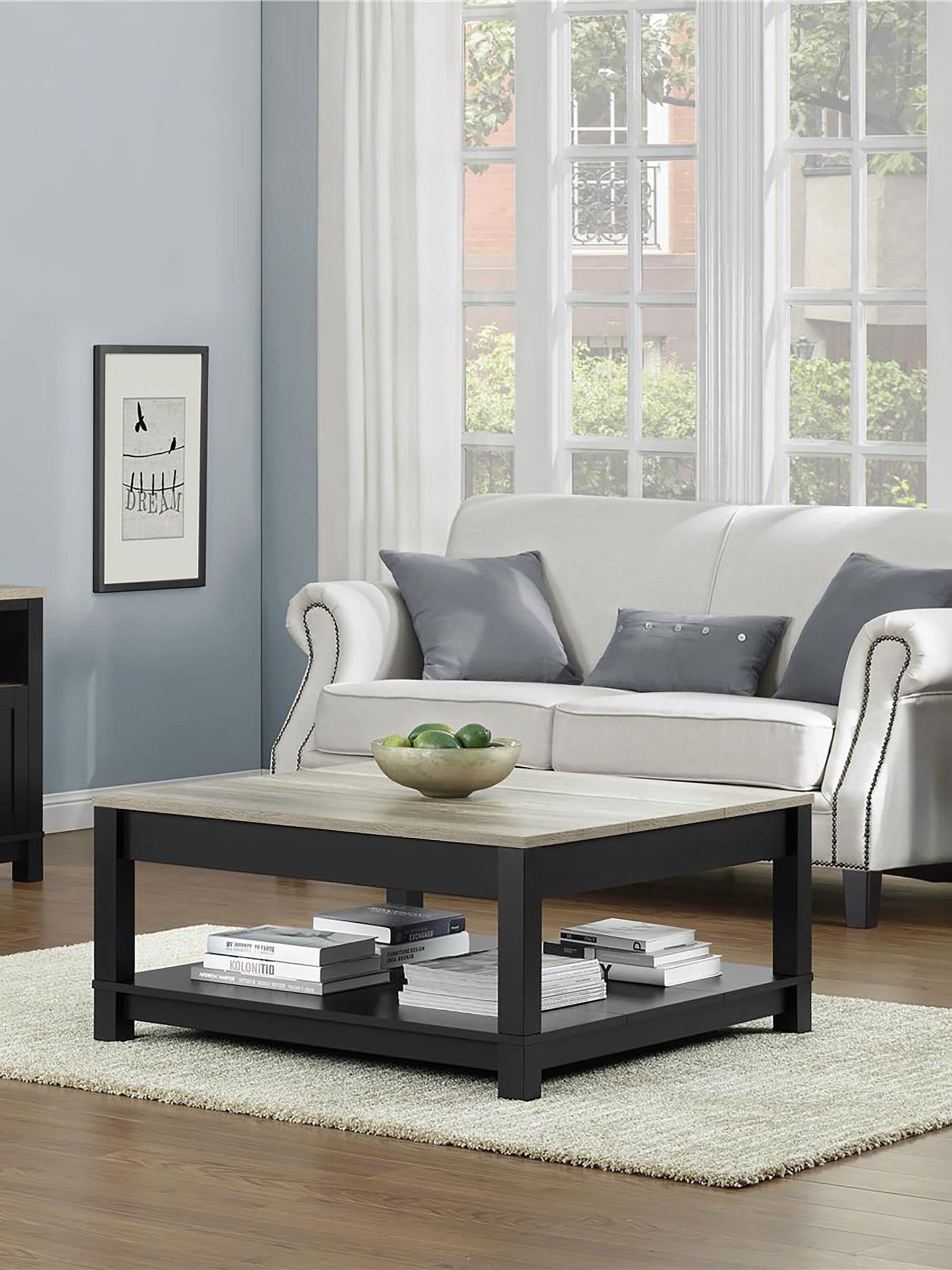 Dorel Carver Coffee Table - Black - Engineered Wood - 17" H x 35.4" W x 35.4" D - Image 3