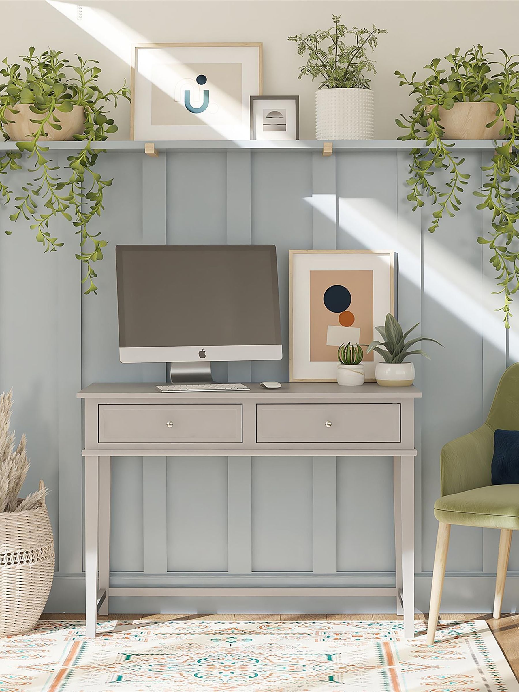 Dorel Home Unisex Grey Franklin Office Desk With Storage - Image 1