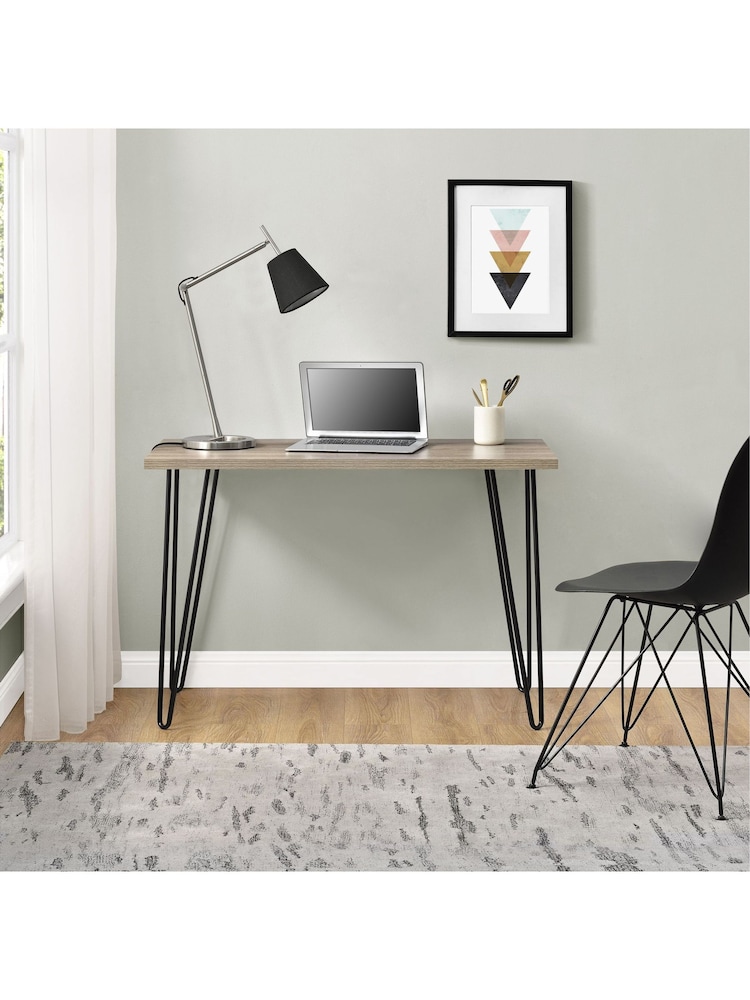 Dorel Home Rustic Oak Owen Retro Office Desk - Image 2 of 6