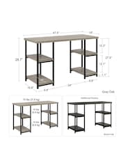 Dorel Home Grey Oak Elmwood Office Desk - Image 6 of 6