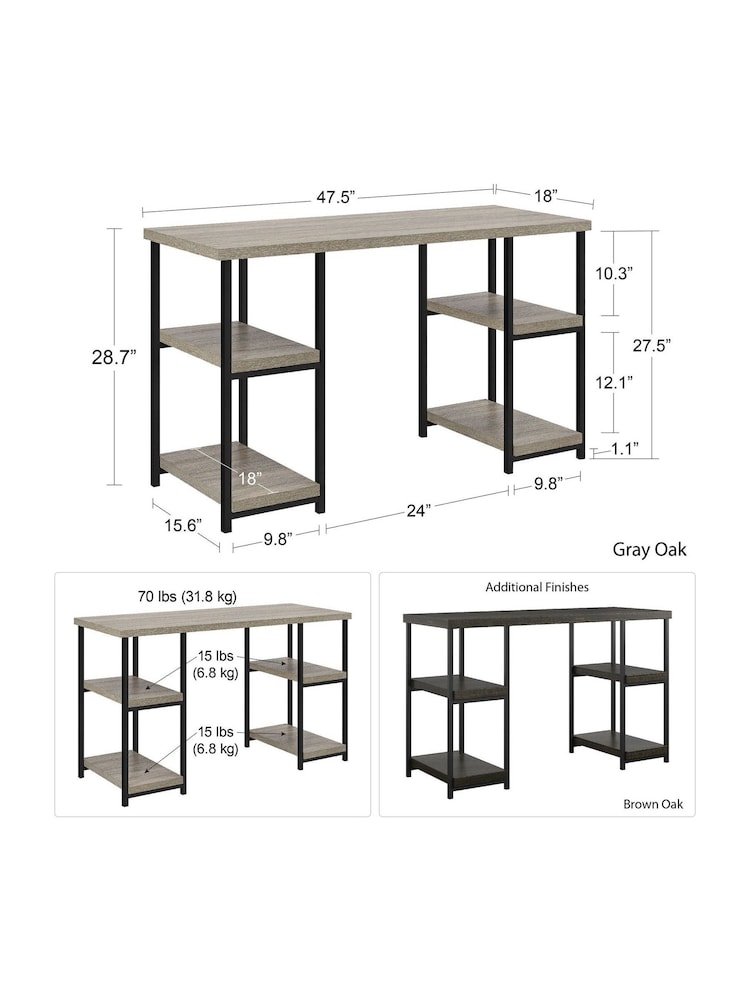 Dorel Home Grey Oak Elmwood Office Desk - Image 6 of 6