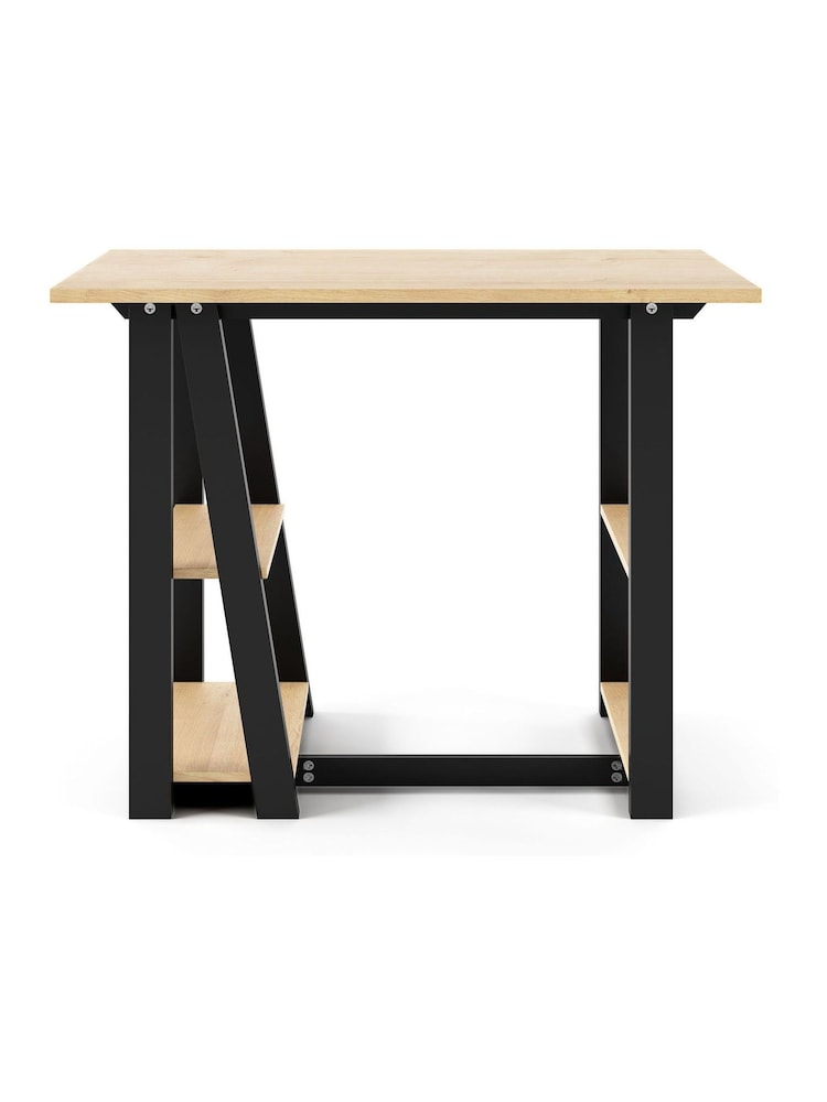 Alphason Light Brown Black Penzance Office Desk - Image 1 of 2
