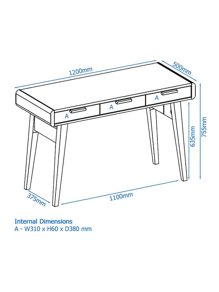 Alphason Black Stirling Oak Pevensey Office Desk - Image 5 of 5