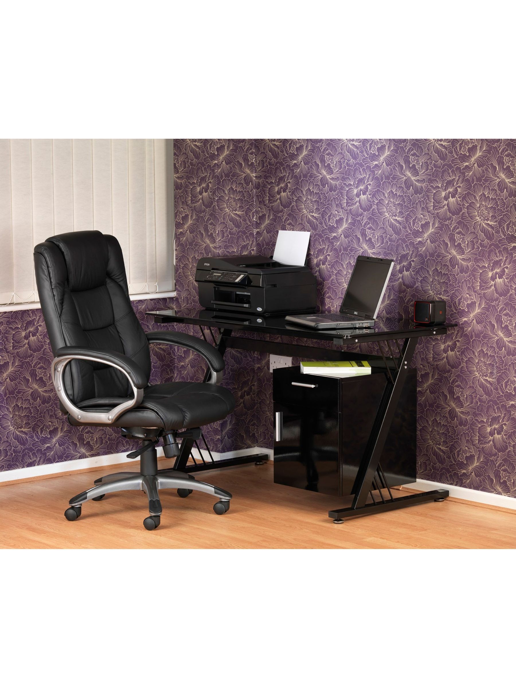 Alphason Northland Leather-faced Office Chair - Black - Padded Arms - Height Adjustable - Reclining Tilt - Image 3