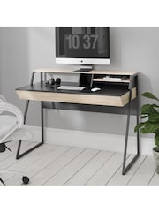 Alphason Black Light Oak Salcombe Office Desk - Image 1 of 5