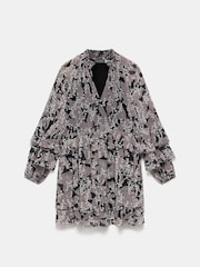 Mint Velvet Grey Floral Print Ruffle Mini Dress - Image 3 of 4