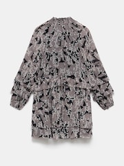 Mint Velvet Grey Floral Print Ruffle Mini Dress - Image 4 of 4