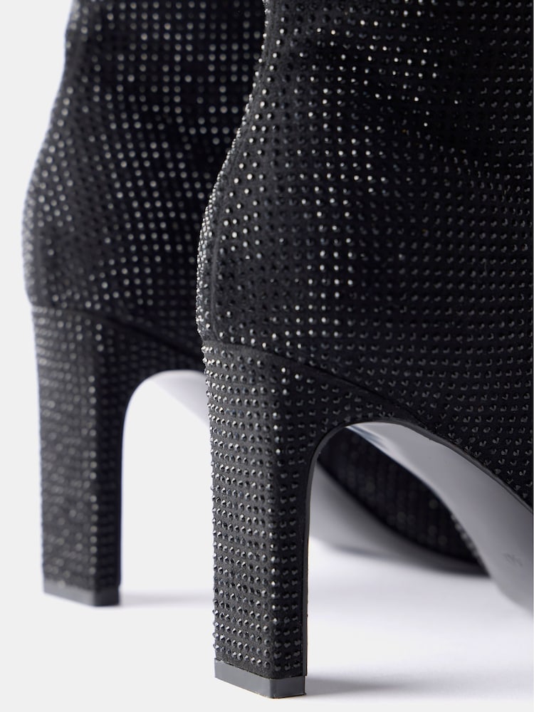Mint Velvet Black Embellished Long Boots - Image 2 of 2