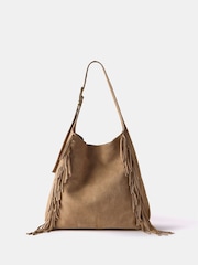 Mint Velvet Cream Suede Fringed Bag - Image 3 of 4