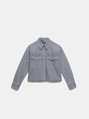 Mint Velvet Grey 100% Cotton Cropped Denim Shirt - Image 3 of 4