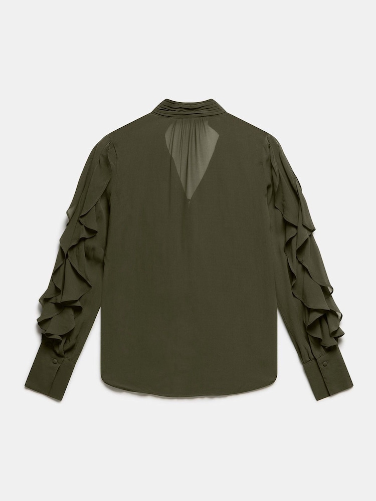 Mint Velvet Green Extreme Ruffle Blouse - Image 4 of 4