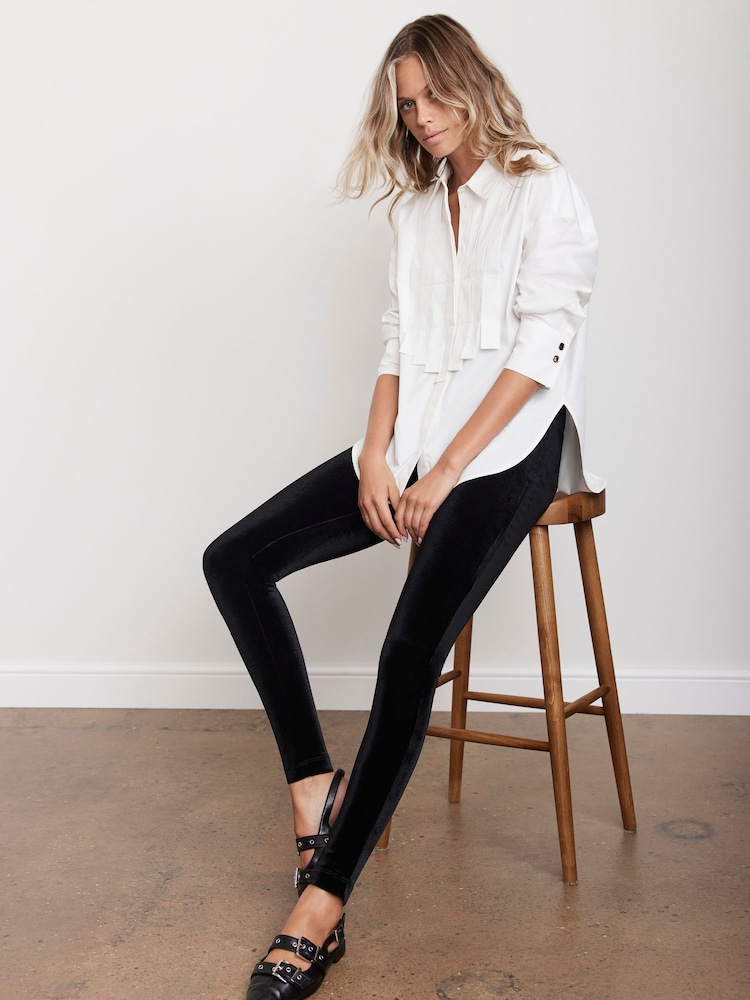 Mint Velvet Black Velvet Leggings - Image 1 of 4