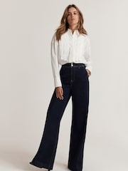 Mint Velvet Blue Dark Indigo Tailored Wide Jeans - Image 1 of 4