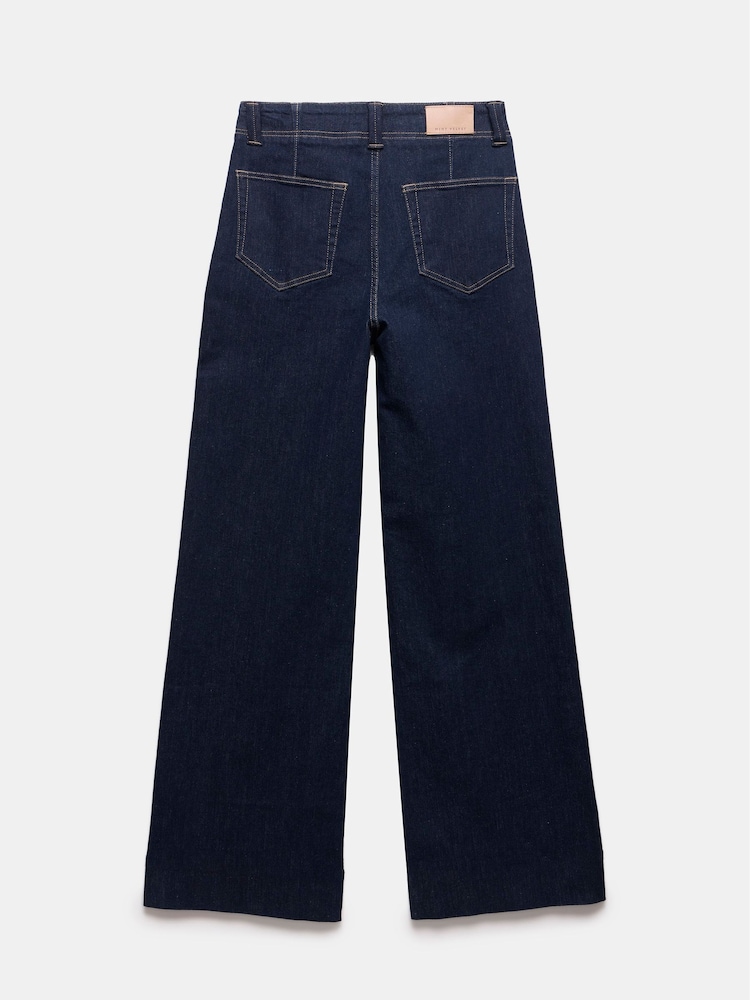 Mint Velvet Blue Dark Indigo Tailored Wide Jeans - Image 4 of 4