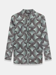 Mint Velvet Green Geometric Print Satin Shirt - Image 3 of 4