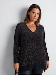 Live Unlimited Gold Curve Sparkle Jersey Hanky Hem Tunic - Image 3 of 7