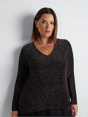 Live Unlimited Gold Curve Sparkle Jersey Hanky Hem Tunic - Image 4 of 7