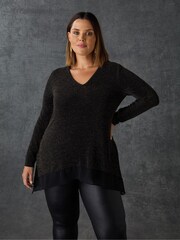 Live Unlimited Gold Curve Sparkle Jersey Hanky Hem Tunic - Image 5 of 7